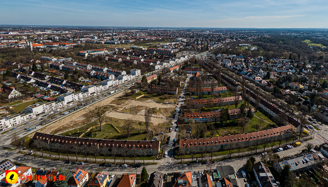21.03.2023 - Luftbilder von der Baustelle Maikäfersiedlung in Berg am Laim